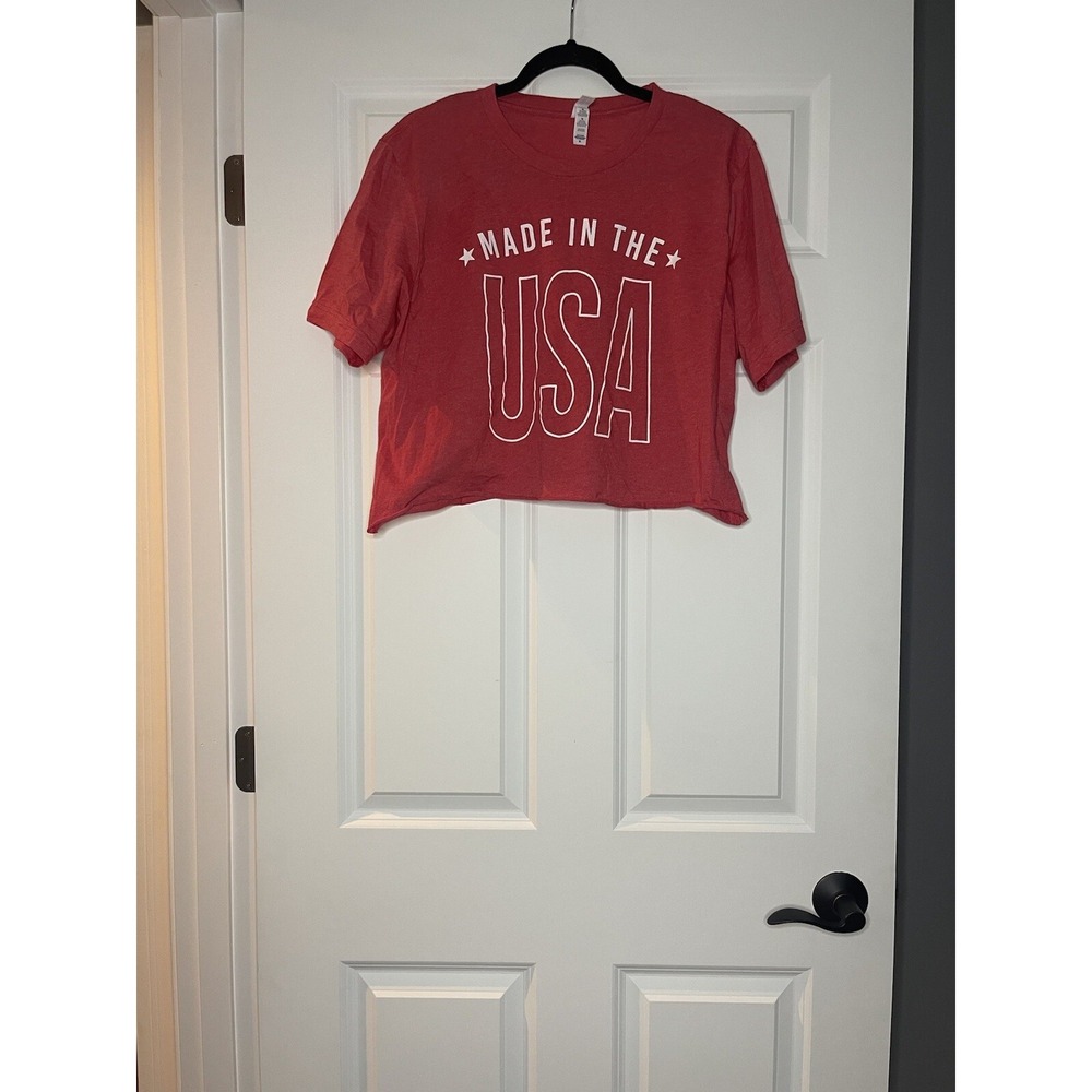 Bella Canvas Patriotic  crop t shirt xl made in the usa red